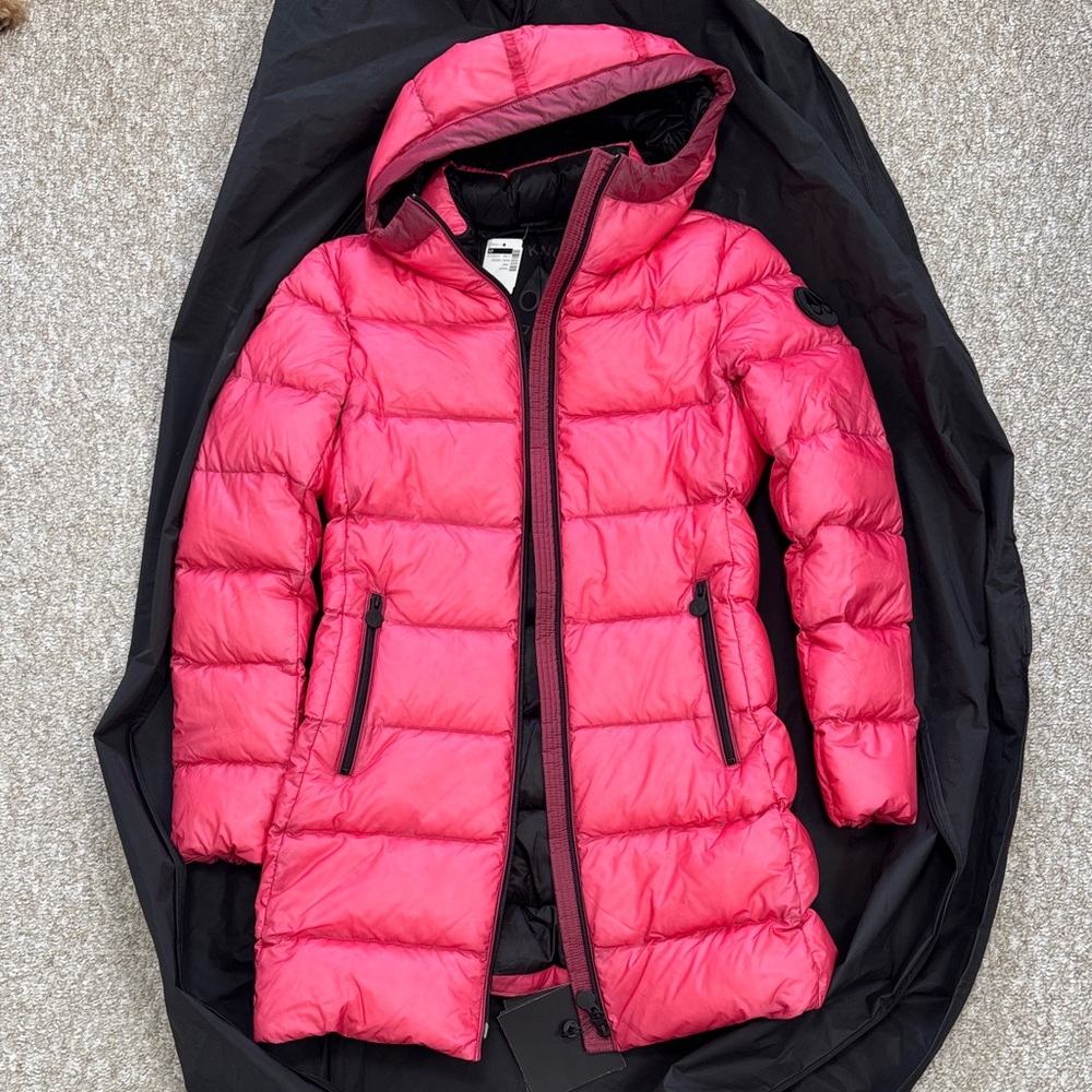 Moose Knuckles Pink Hooded Down Jacket